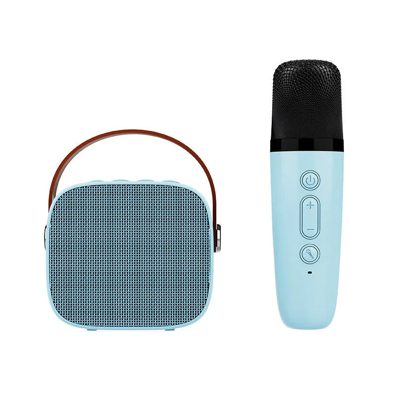 White portable Bluetooth speaker with wireless audio and microphone for hands-free calls.