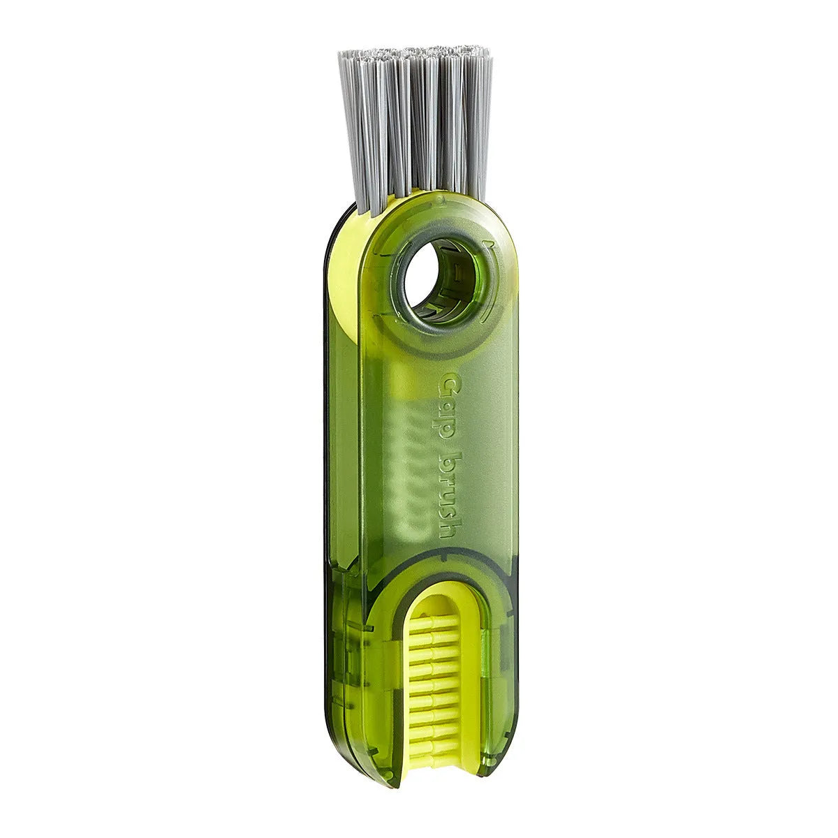 Transparent 3-in-1 multi-functional crevice cleaning brush with spiral head and bevel corner, 11.4 cm long