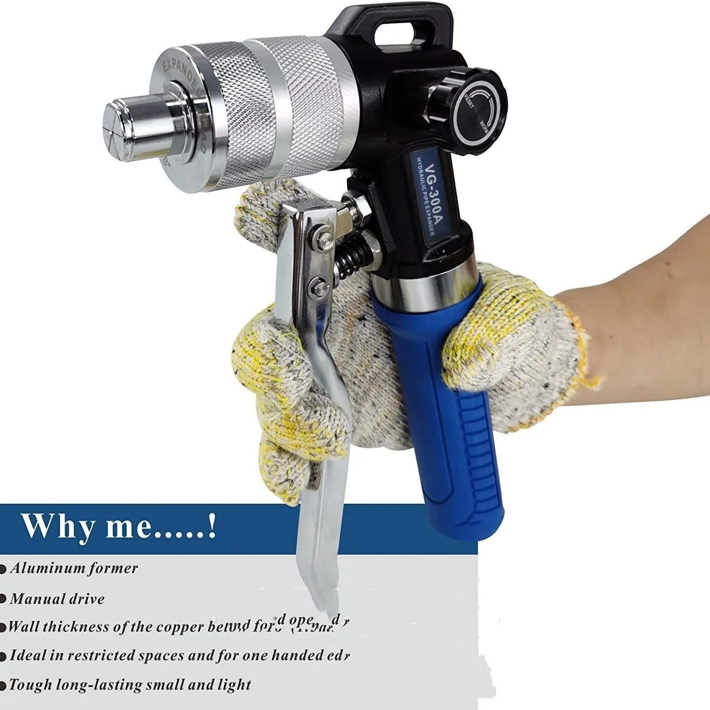 VG-300 hydraulic tube expander for refrigeration maintenance with alloy steel construction