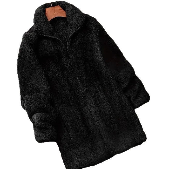 Double-sided fleece outdoor jacket in black, navy blue or khaki colours