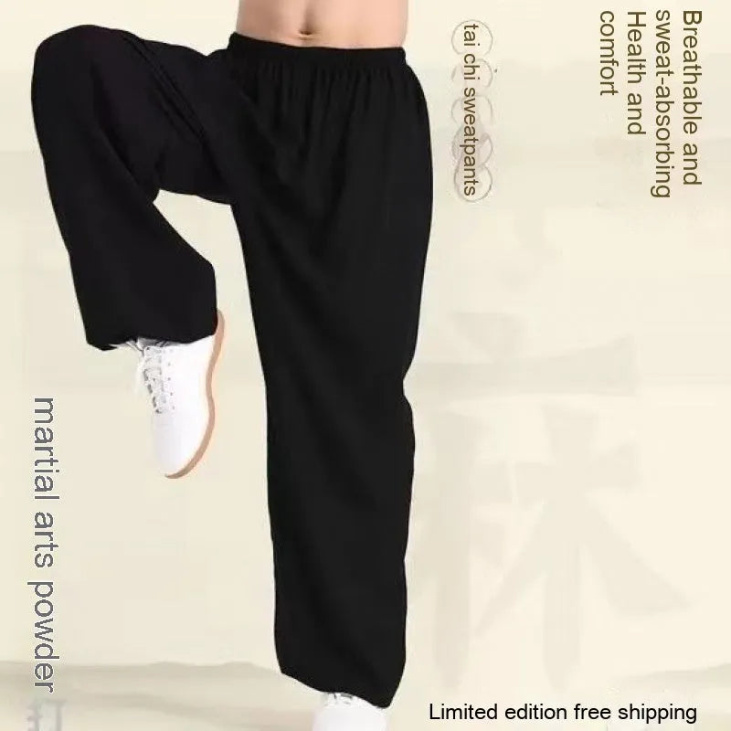 Children's black high-elasticity Lycra practice pants for Sanda martial arts training.