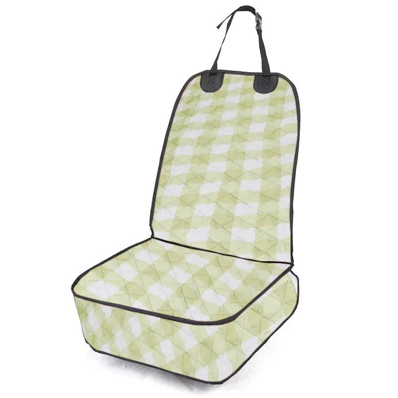 Oxford cloth pet car cushion in black on a vehicle co-pilot seat