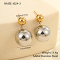 Stainless steel ear studs with round beads and colour-block design