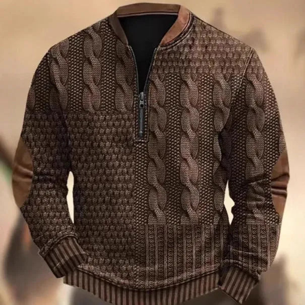 Men's casual checkered printed half zip hoodie in loose fit, polyester street style top