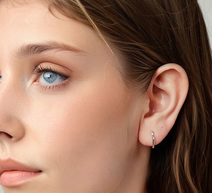 Polished 925 silver geometric ear clip for women ellipse shape clip on earrings