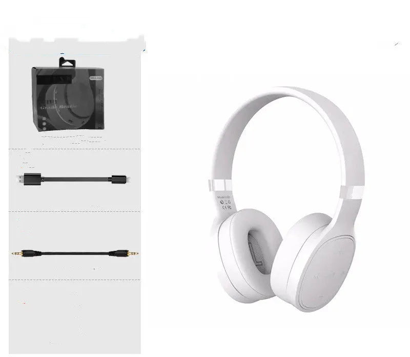 Wireless Bluetooth headset with long battery life in white colour option, head-mounted design