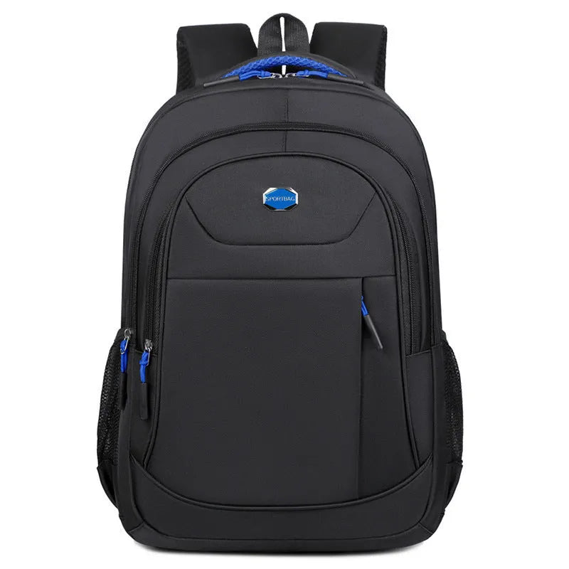 Oxford cloth business backpack with curved shoulder straps in black, blue, green, or red colour options