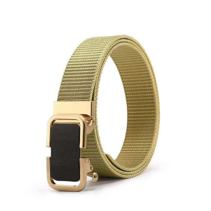 Men's nylon canvas belt with toothless alloy buckle in 120cm length