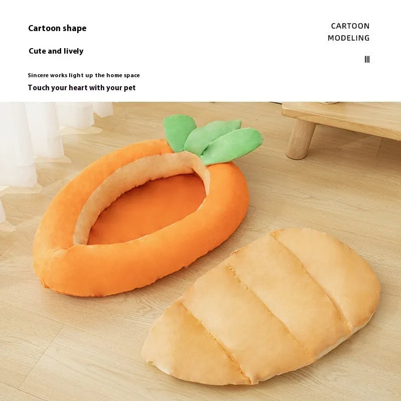 Carrot cartoon pattern reversible pet mat for dogs with waterproof backing