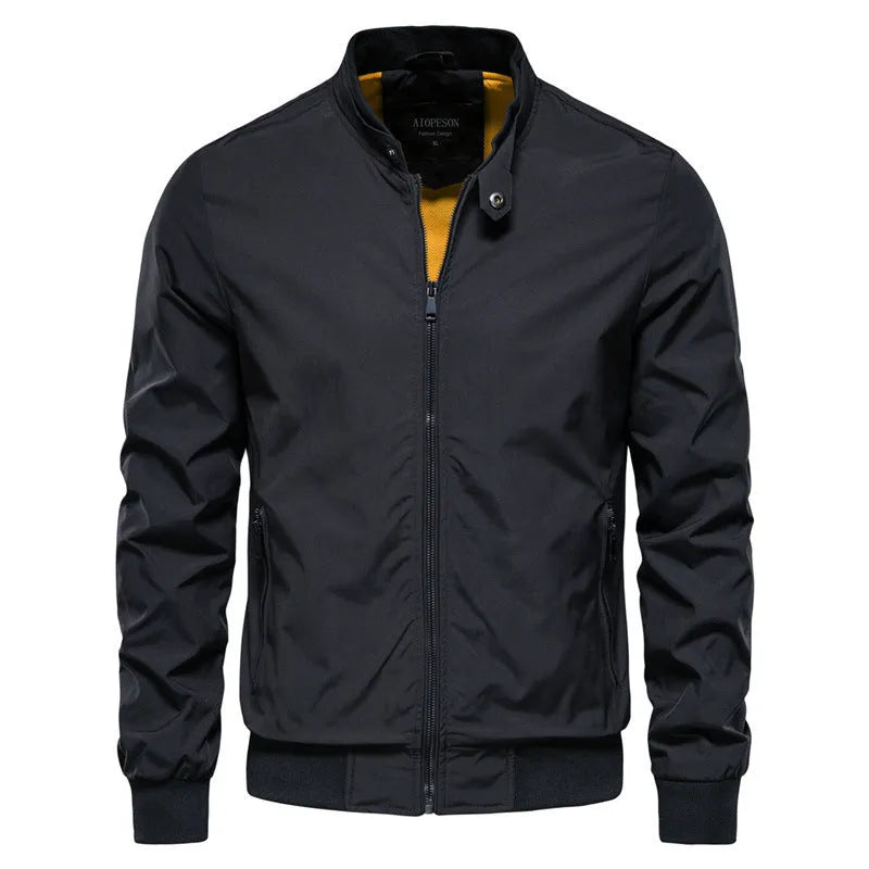 Men's thin casual jacket in polyester fabric showing solid colour design