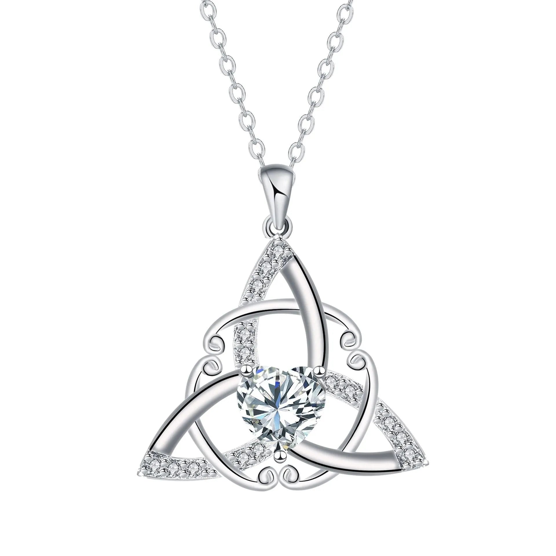 Geometric Celtic knot pendant necklace for women in copper with electroplated colour finish