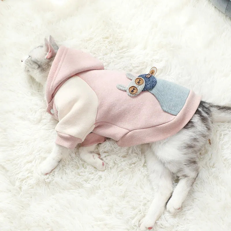 Brown cotton pet hoodie sweatshirt for a dog, sizes XS to 2XL
