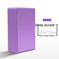 High-density EVA foam yoga block in various colours and prints on a workout mat.