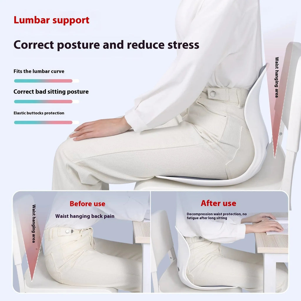 Grey waist support lumbar cushion with Japanese style design and sponge filler for sitting comfort
