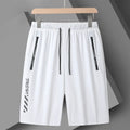 Men's black quick-drying nylon sports shorts with loose fit and fifth pants length