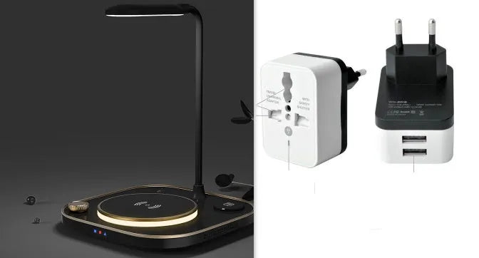 Alpharan wireless magnetic charger with desk lamp 15W fast charging three-in-one charging station black