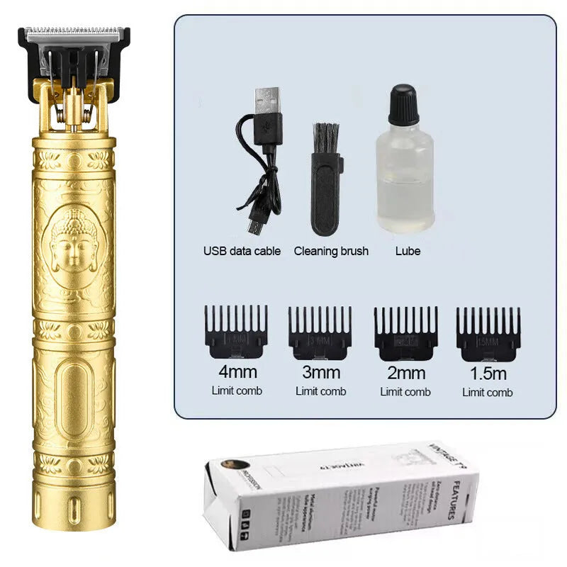 Rechargeable electric hair clipper with plastic body and washable blade in black finish
