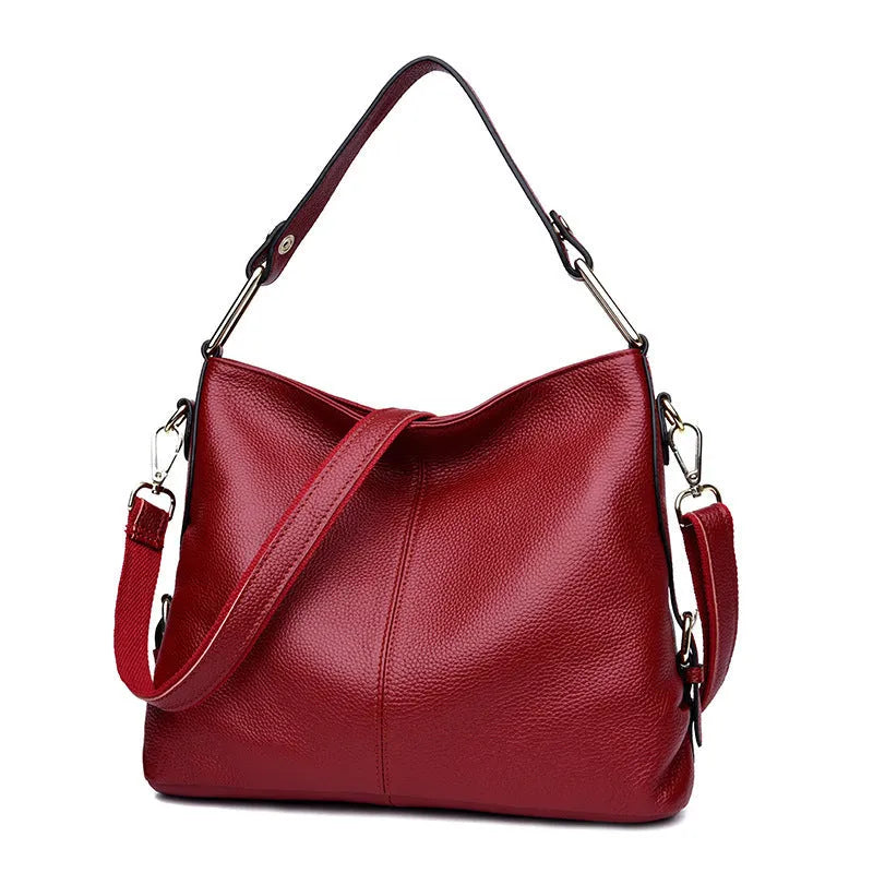 Genuine leather vertical square crossbody handbag with internal organisation pockets in four colour options