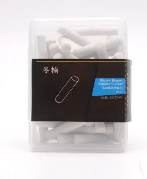 Black and gray electric eraser with plastic body, 166x15 mm, on a white background