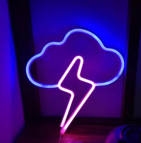 Blue cloud lightning LED neon lamp with dimmable warm white lighting for wall decoration