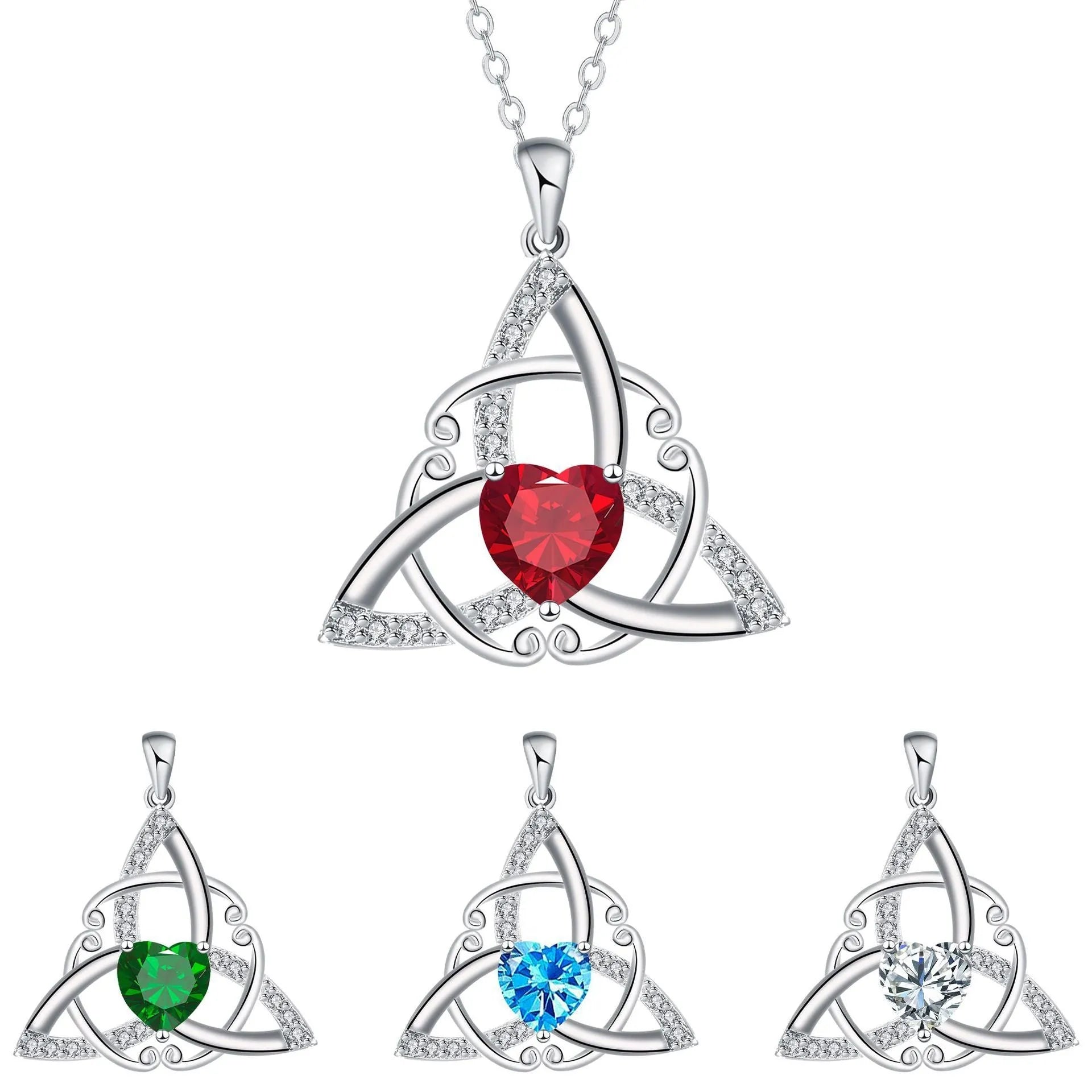 Geometric Celtic knot pendant necklace for women in copper with electroplated colour finish
