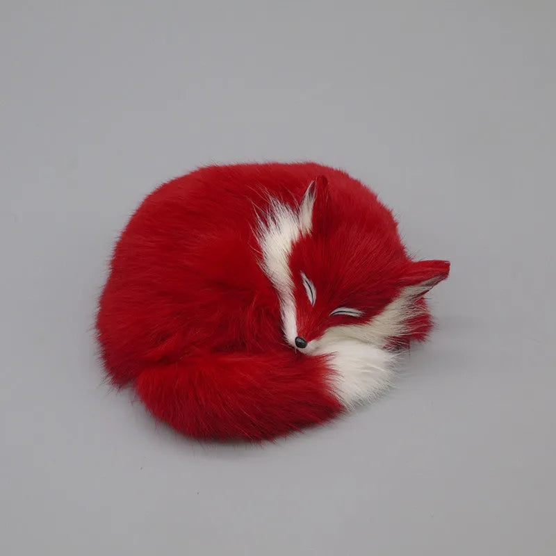 Artificial white fox fur car decoration on vehicle dashboard showing soft texture and compact size