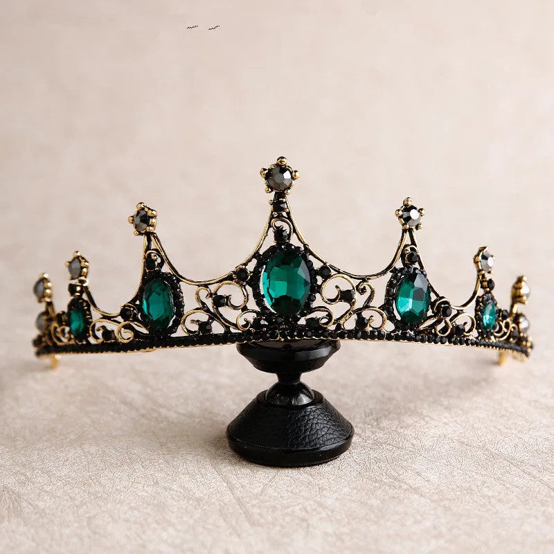 Baroque black alloy crown bridal headdress with electroplating 14x5x23cm