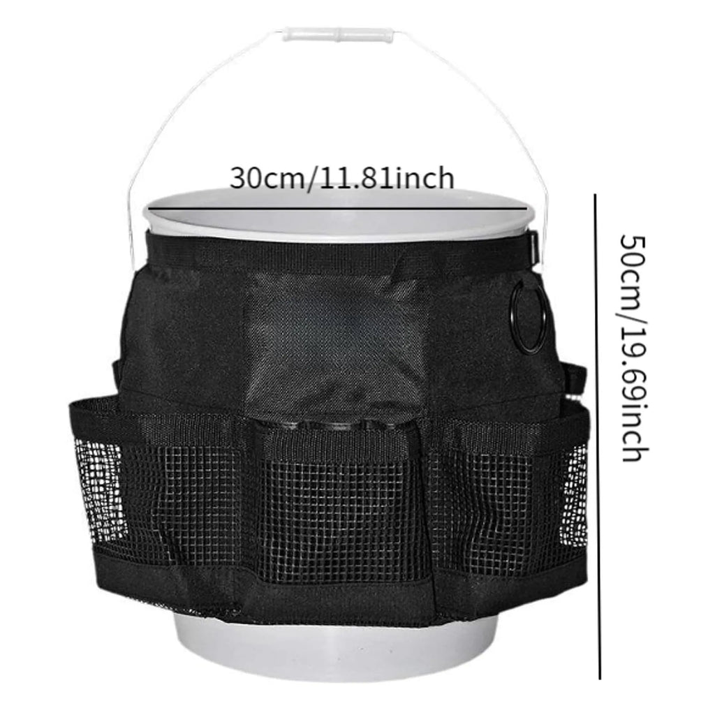 Black cylindrical polyester storage bag for 5-gallon barrels with carrying handles