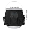 Black cylindrical polyester storage bag for 5-gallon barrels with carrying handles