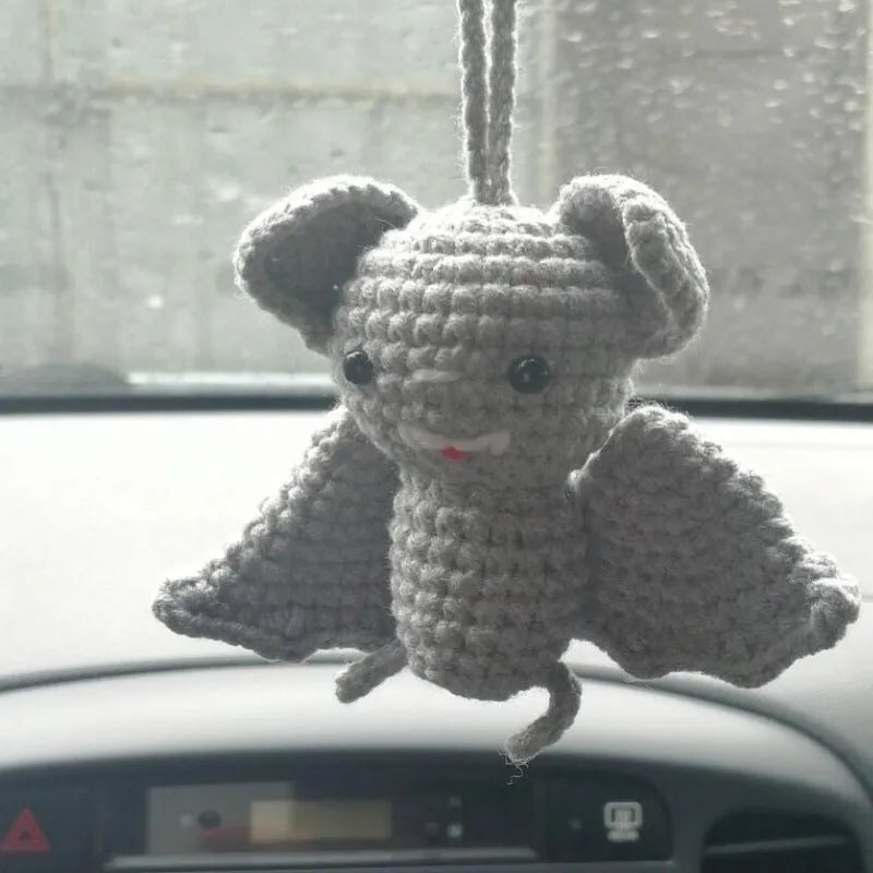 Hand-woven polyester car hanging ornament in cartoon character design