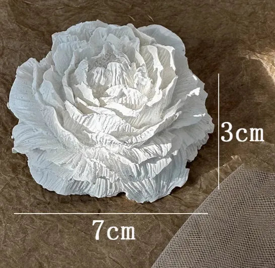 Vintage French relief gypsum jewellery display plate with sculptural plaster design and white matte finish