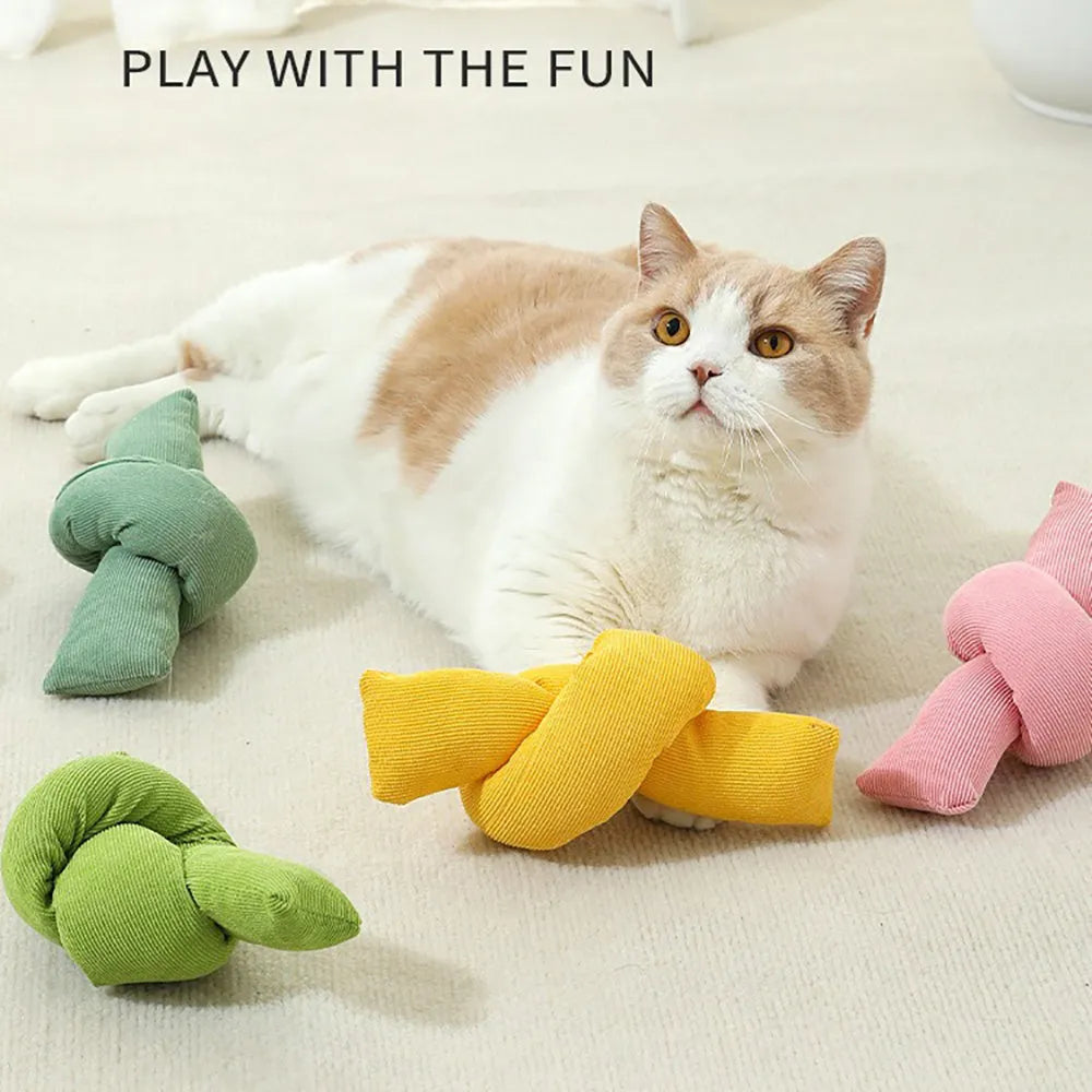 White knotted cotton dog rope toy for tug of war and chewing.
