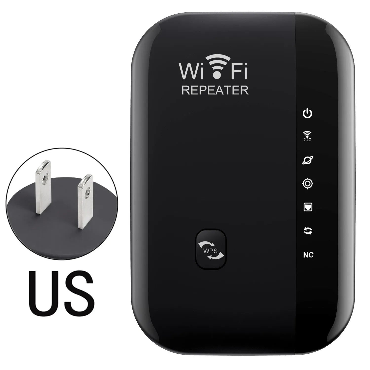 WiFi network extender in white with antenna, ABS build, 10 km range, EU plug variant