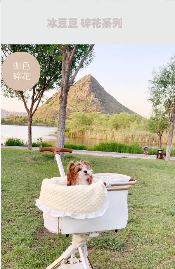 Pet stroller three-piece bedding set with towel, cushion and pillow in cotton cloth