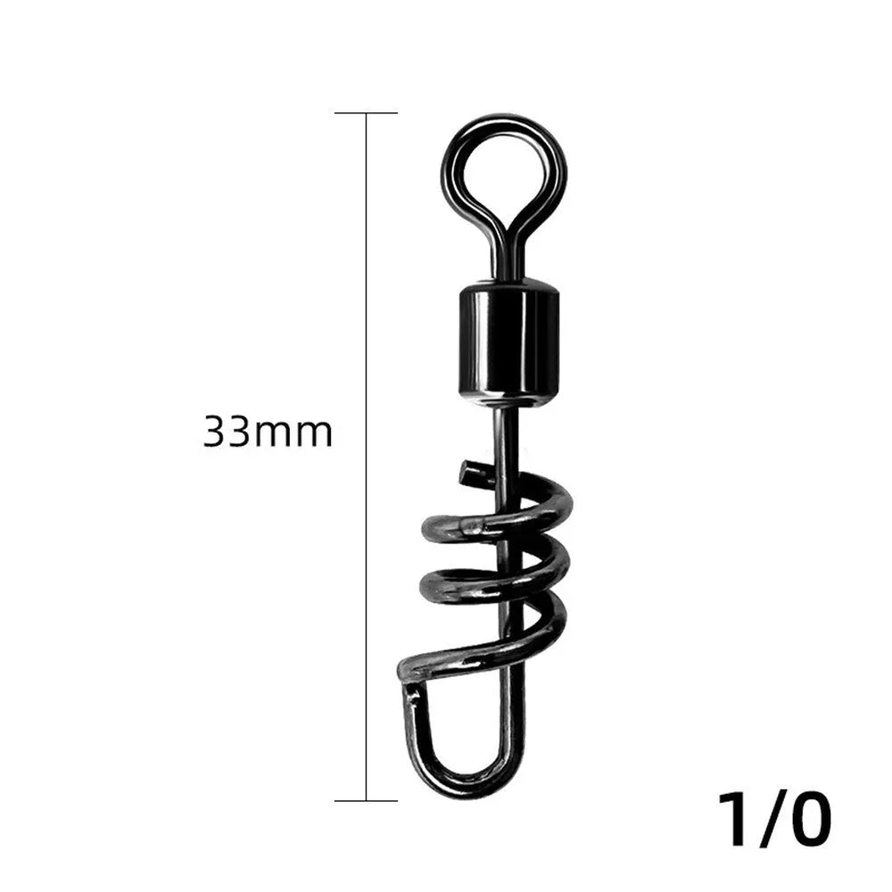 Copper or stainless steel fishing swivel connector, 8-shaped split ring in seven colour-coded sizes.
