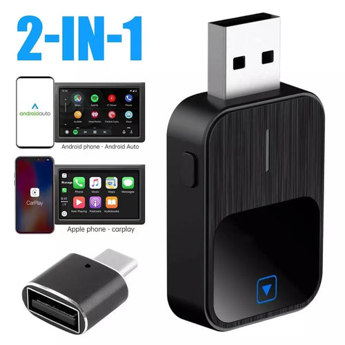 Carplay Box Android Auto two-in-one USB interconnection device in black, 2.5x4.9x1.0cm metal ABS construction
