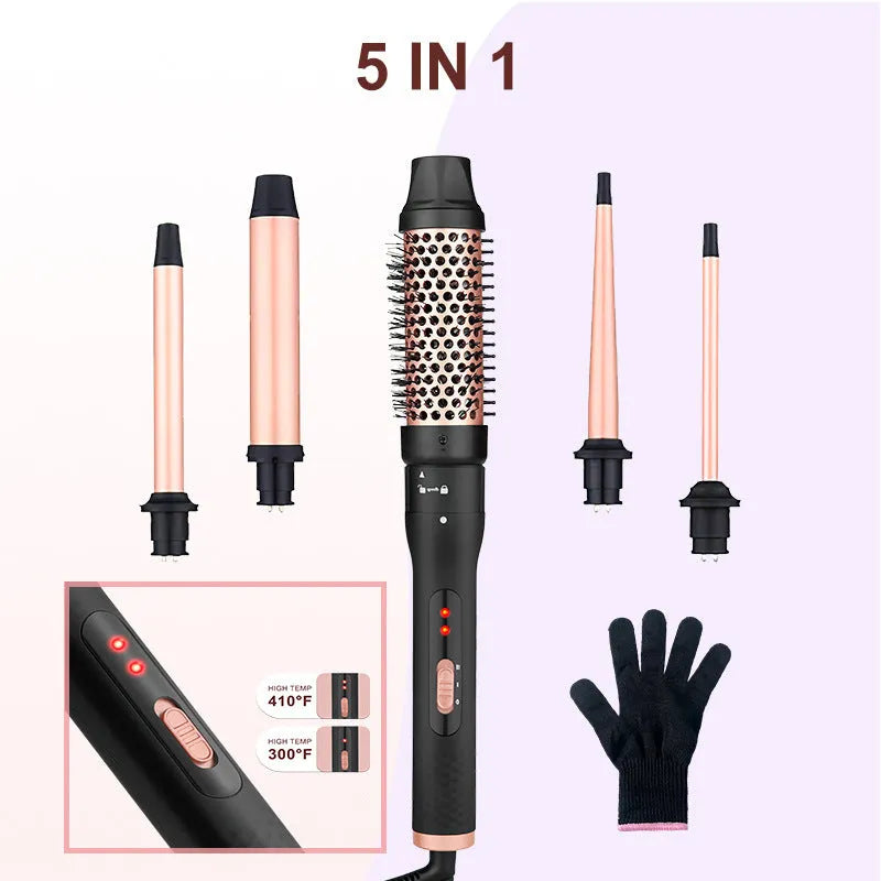 Three-tube water wave hair curler with three heated barrels for curly and straight hairstyling