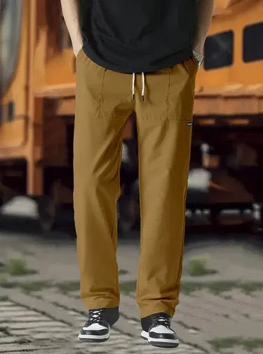 Men's polyester trousers for spring and autumn in light grey, available in sizes S to XXXL