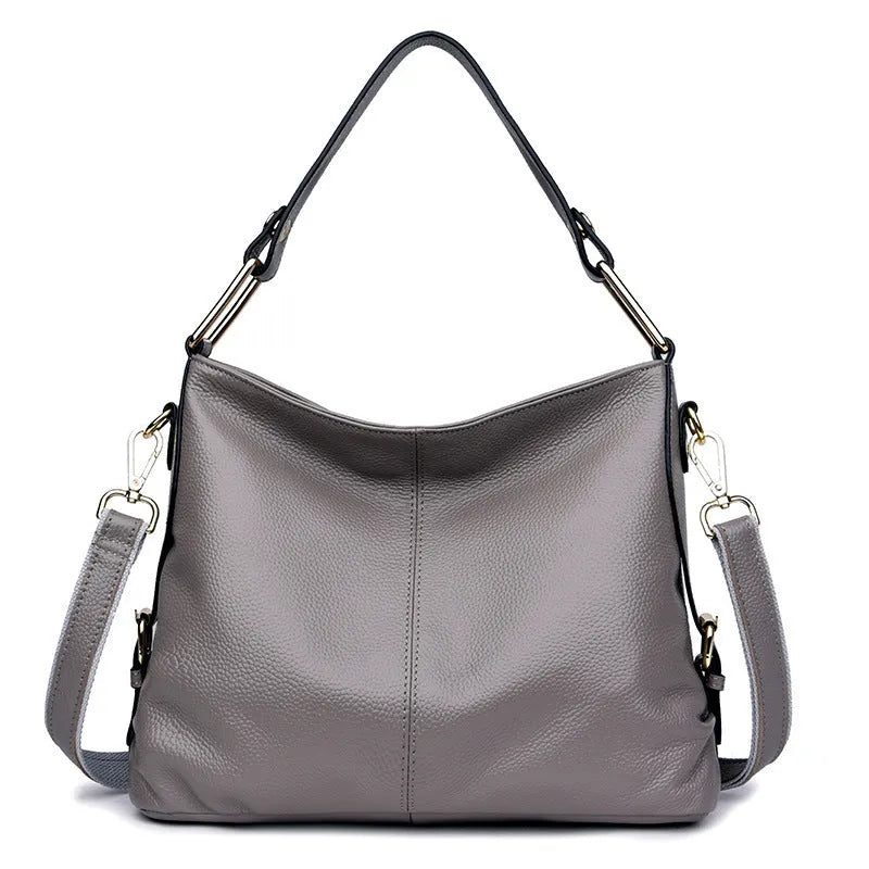 Genuine leather vertical square crossbody handbag with internal organisation pockets in four colour options