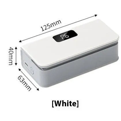 Small white and blue manual heat sealing machine for plastic food bags.