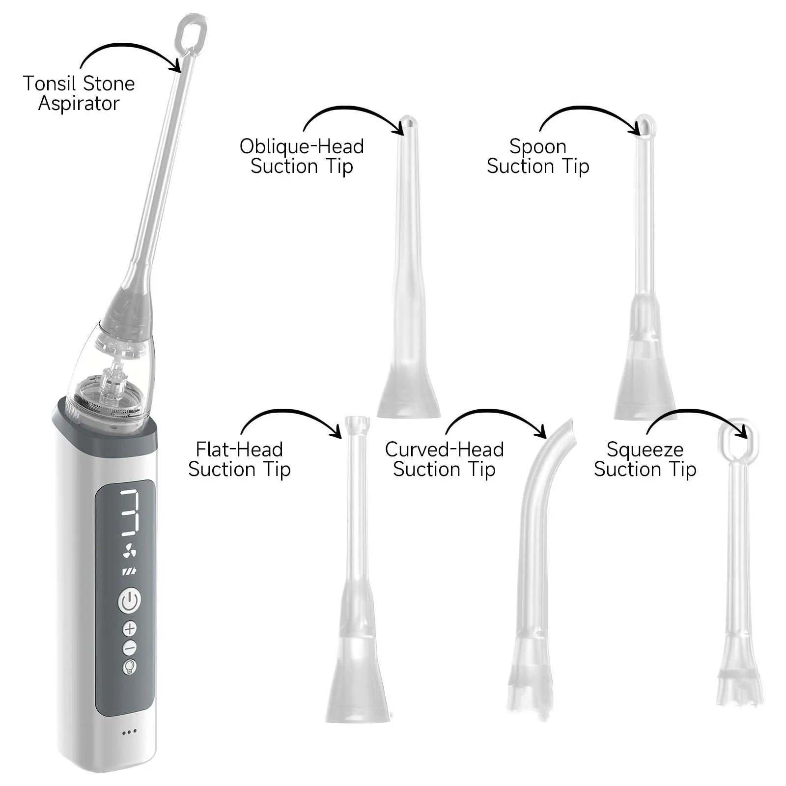 Stainless steel tonsil stone extractor oral cleaning tool set in milky white colour