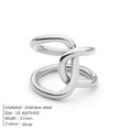 Women's stainless steel adjustable opening ring with a geometric knot design in gold colour.