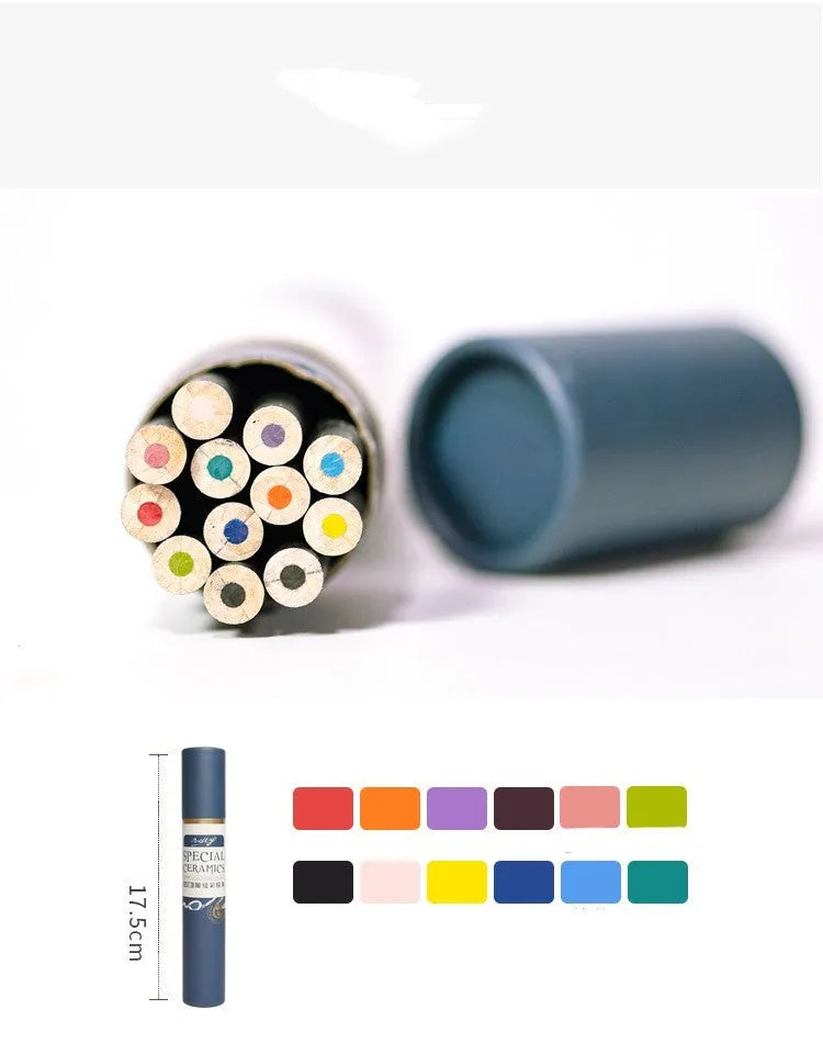 Single water-soluble underglaze colour pencil in blue for pottery drawing