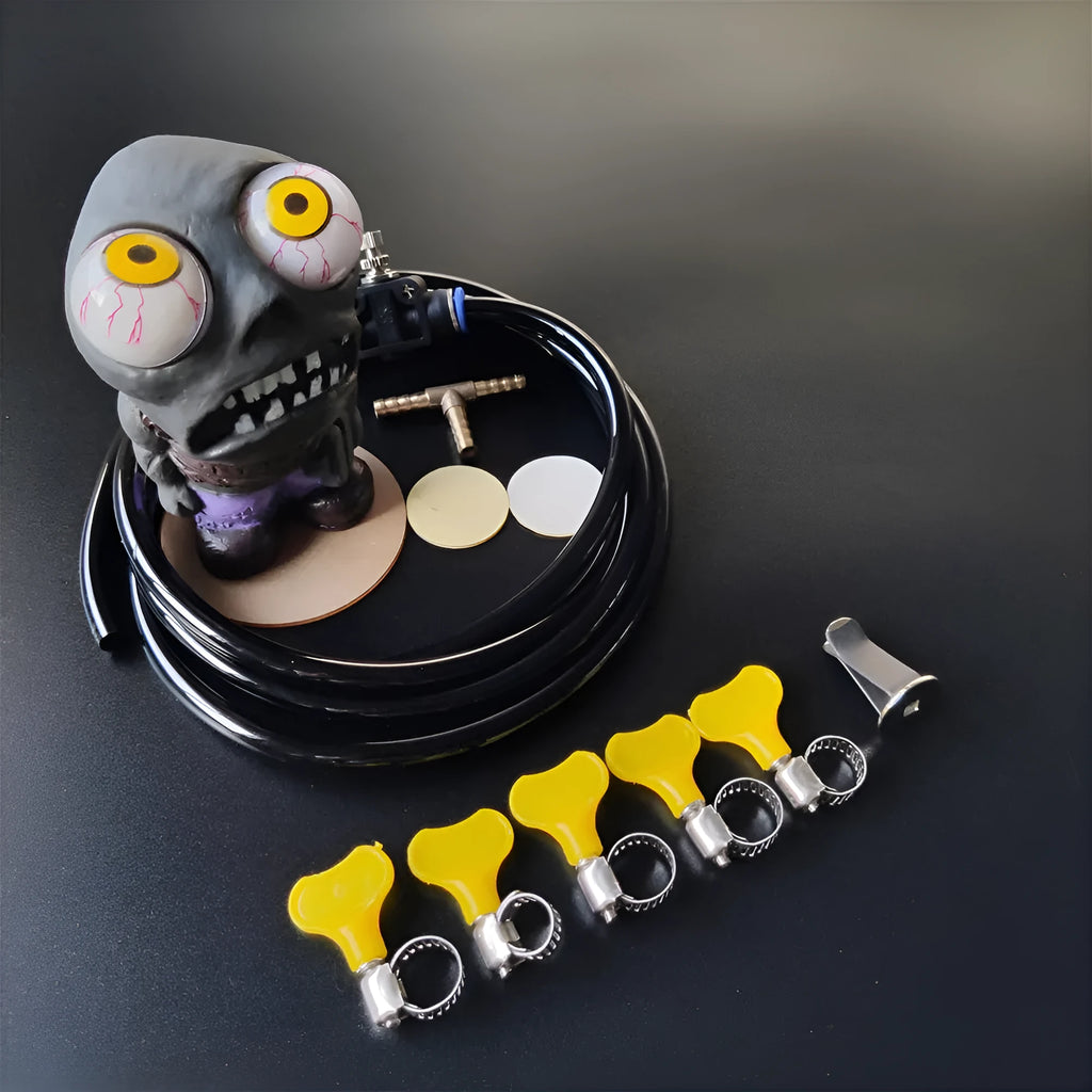 Turbo car decompress ornament kit with rubber doll, pressure valve, and copper fittings for turbocharged vehicles