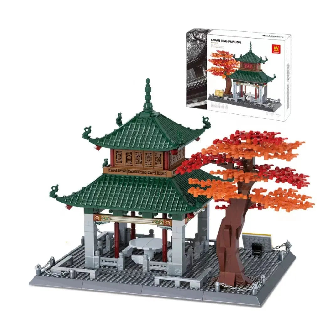 Wange building block street view set with landmark pieces including Eiffel Tower and Big Ben