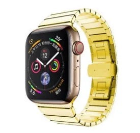 Stainless steel metal chain Apple Watch band with butterfly buckle clasp in multiple colours