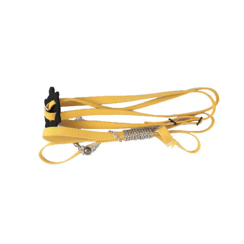 Yellow adjustable turtle walking harness with bell and traction rope for small pets under 6 kg