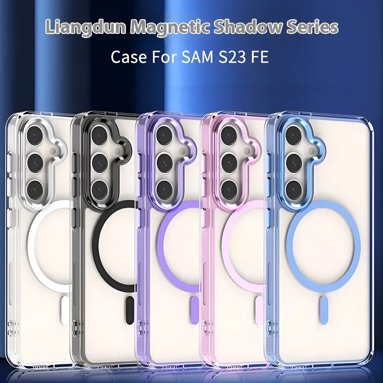 Transparent magnetic anti drop silicone phone case for Samsung Galaxy S23 FE with metal lens ring