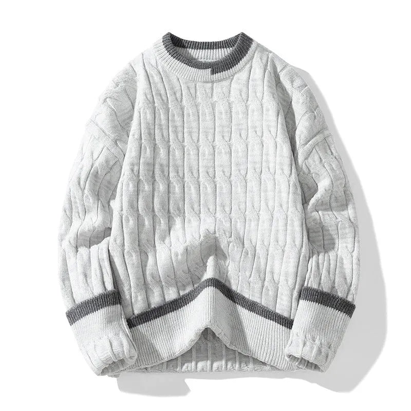 Men's loose fit two-piece modal acrylic sweater set in light blue colour