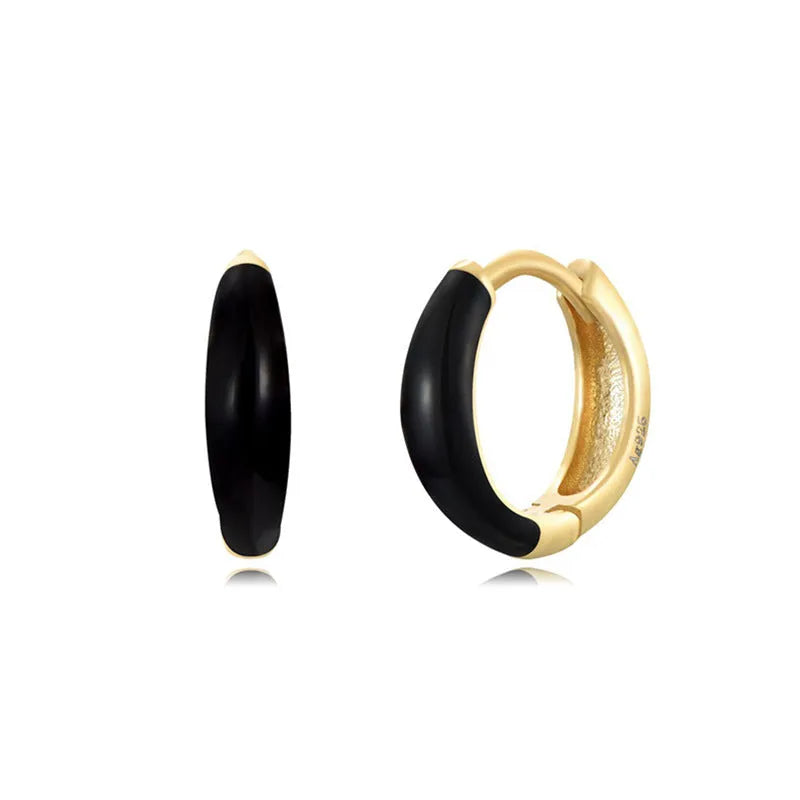 Geometric oval curved epoxy earrings with U-shaped design in seven colour options